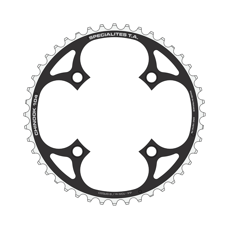 Chainring Spécialités TA Chinook 9-speed Outer 104mm Matt Black